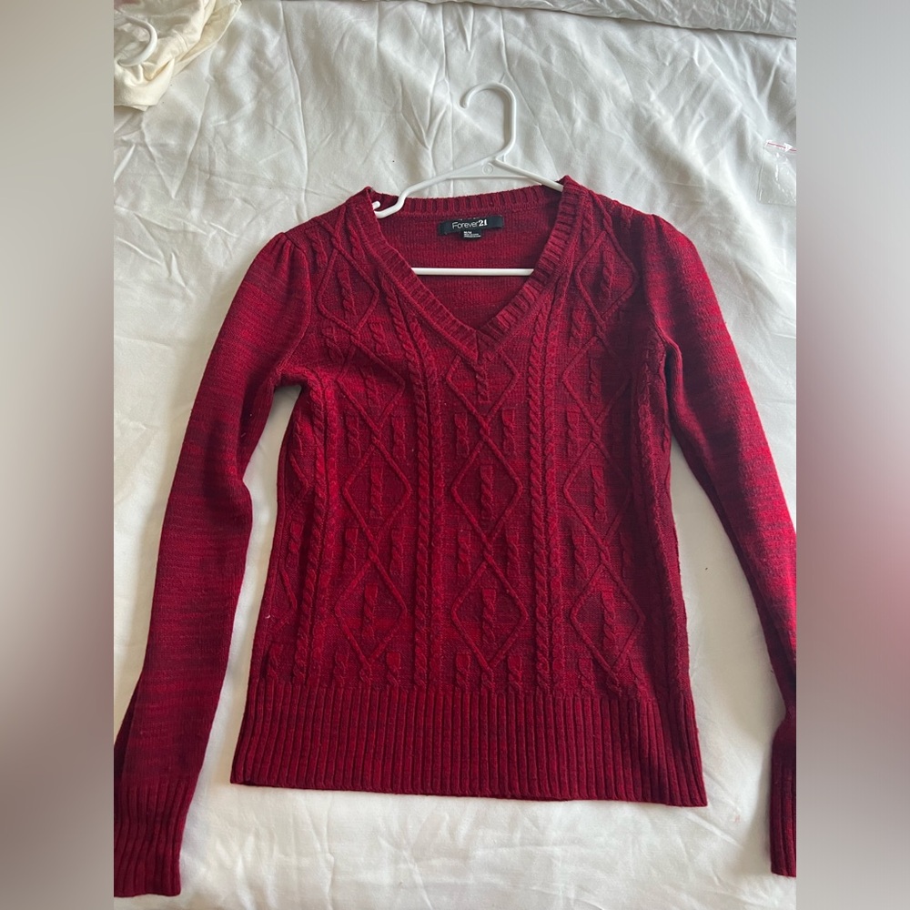 Red Cable Knit Sweater